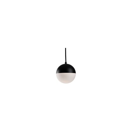 Kuzco Lighting Single Orb Shaped Pendant w/Black Dome Top And White Opal Glass Bottom PD11706-BK